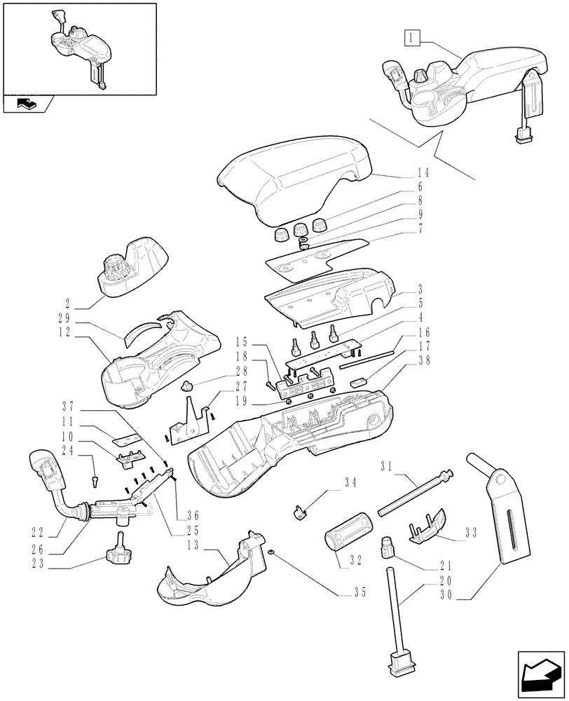 Схема запчастей Case IH PUMA 125 - (1.97.0/ F) - ARMREST - C5817 (VAR.330025) (10) - OPERATORS PLATFORM/CAB