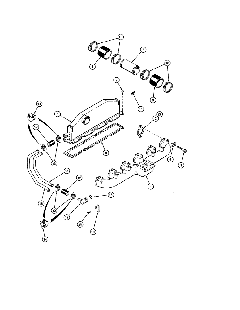 Схема запчастей Case IH 9240 - (2-032) - MANIFOLDS EXHAUST, 6TA-830 ENGINE, EXHAUST (02) - ENGINE