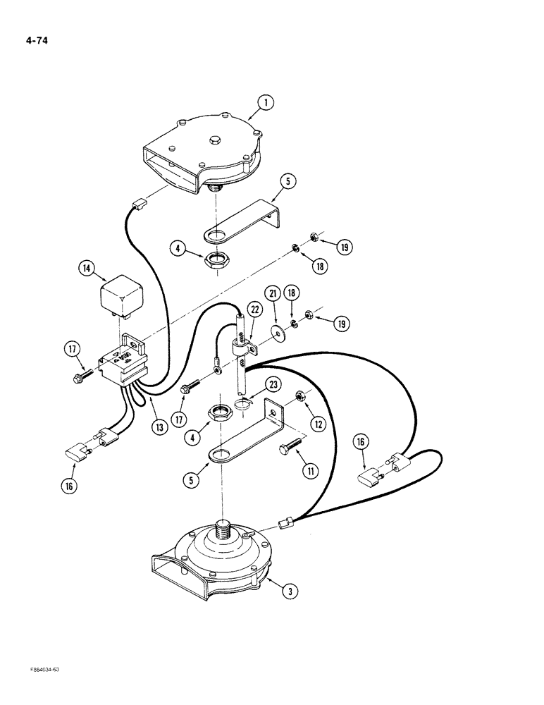 Схема запчастей Case IH STEIGER - (4-074) - HORN AND MOUNTING (04) - ELECTRICAL SYSTEMS