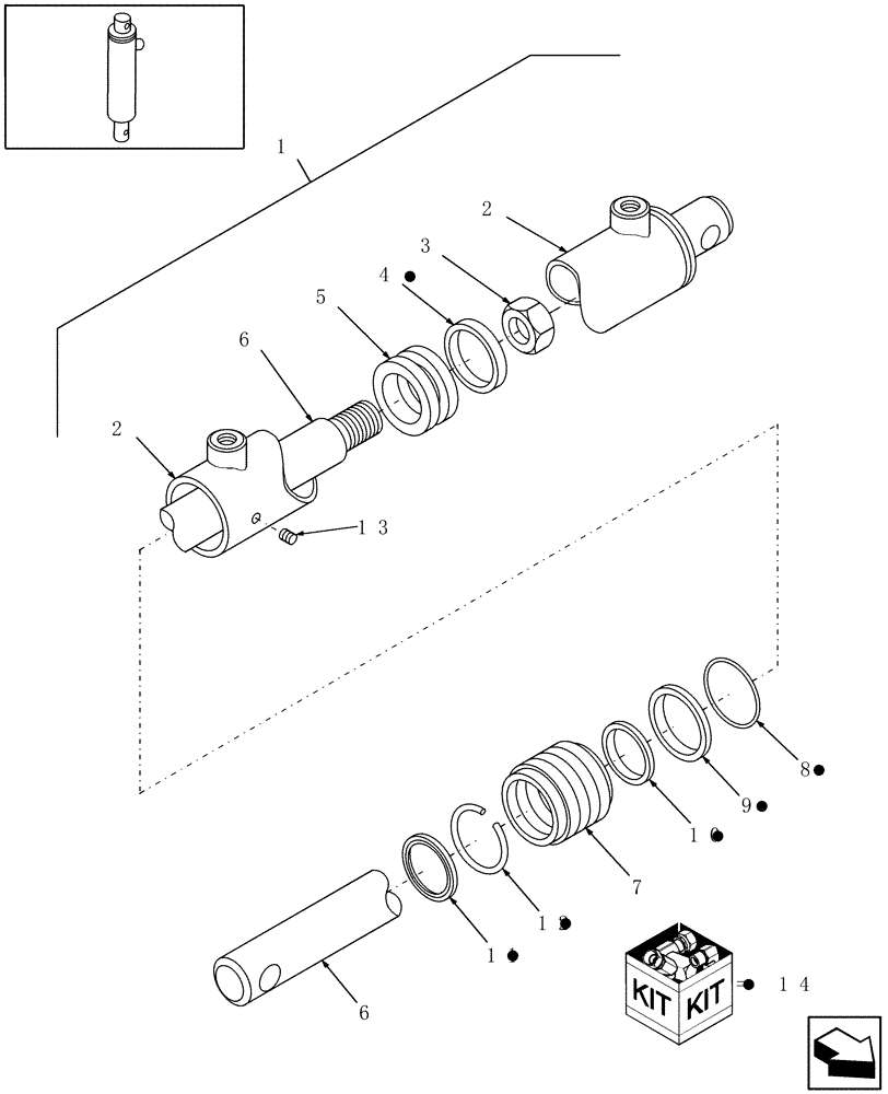 Схема запчастей Case IH DCX161 - (07.01[1]) - HYDRAULIC CYLINDER, MASTER, PRIOR TO PIN HCA0012023 (07) - HYDRAULICS