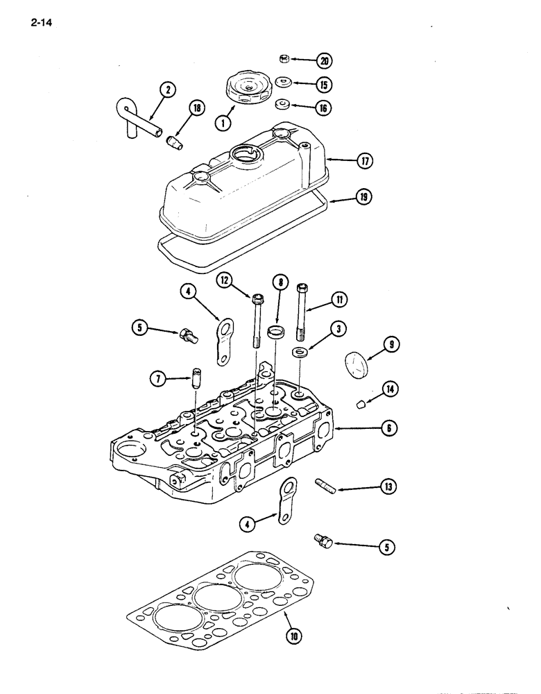 Схема запчастей Case IH 255 - (2-14) - CYLINDER HEAD AND COVER (02) - ENGINE