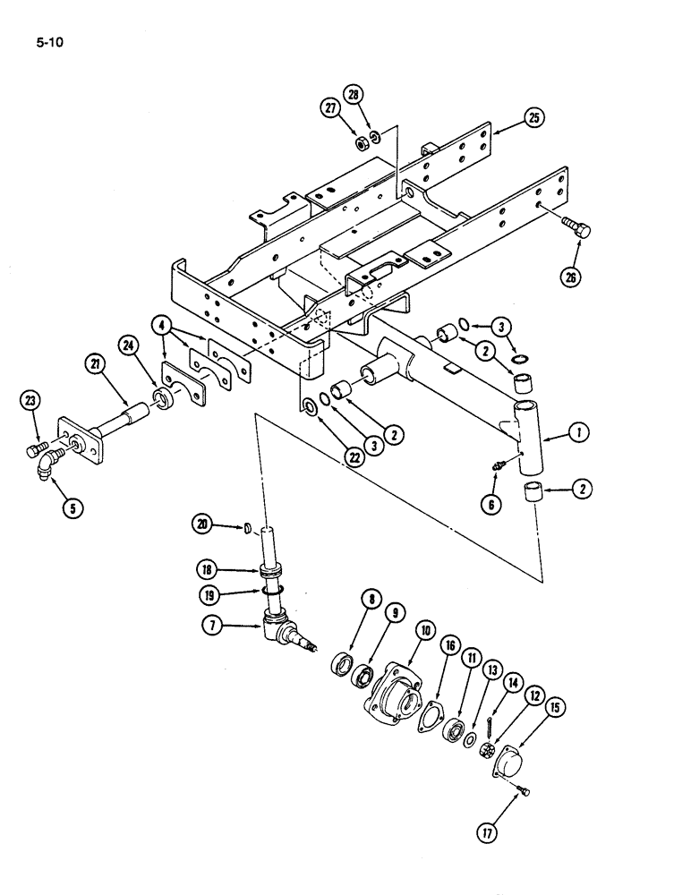 Схема запчастей Case IH 245 - (5-10) - FRONT AXLE, 2 WHEEL DRIVE, NONADJUSTABLE (05) - STEERING