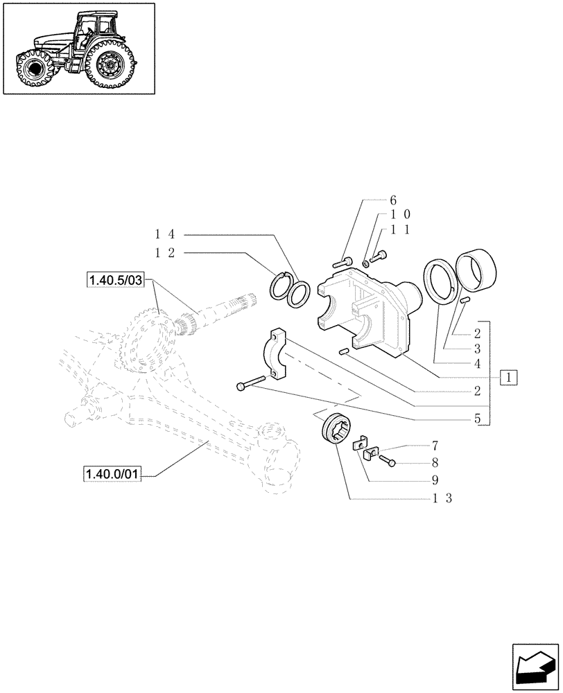 Схема запчастей Case IH JX1090U - (1.40. 5/02[02]) - (VAR.322) HIGH SPEED RING GEAR AND PINION - 4WD - BEVEL GEAR PAIR & SUPPORT (04) - FRONT AXLE & STEERING