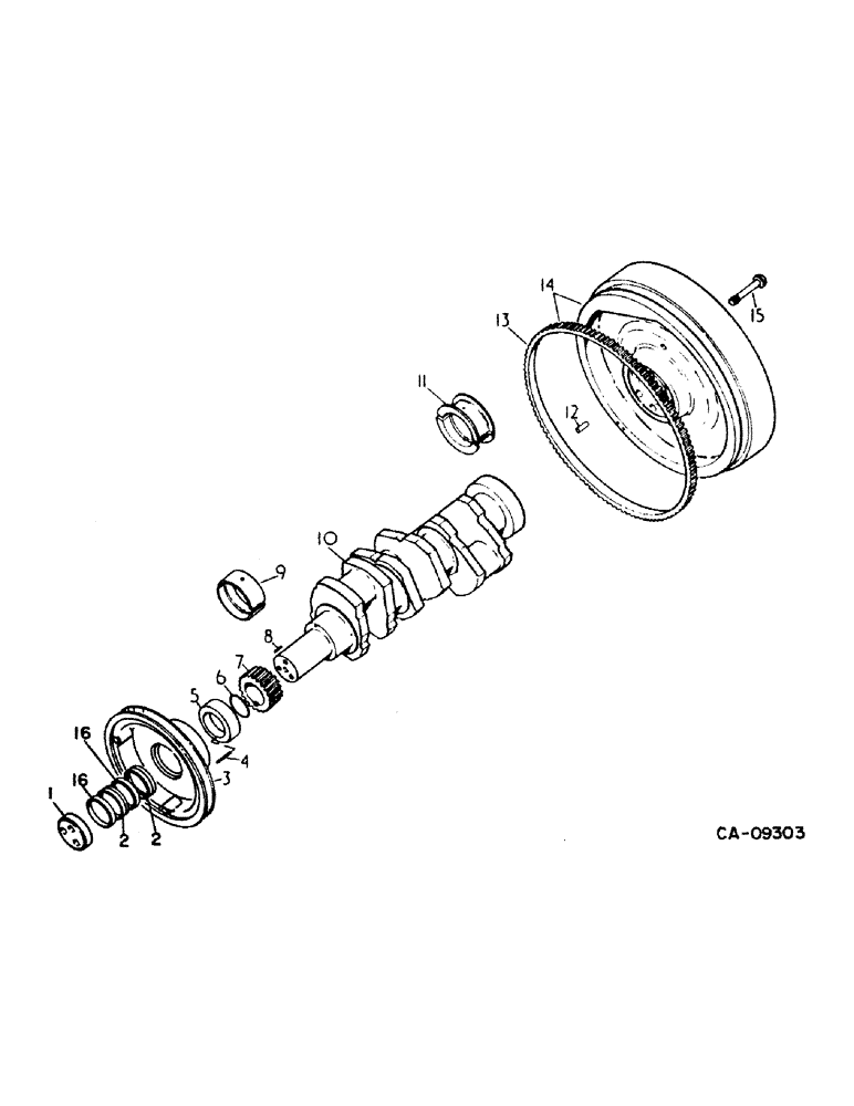 Схема запчастей Case IH 385 - (12-22) - POWER, CRANKSHAFT, FLYWHEEL AND BEARINGS Power