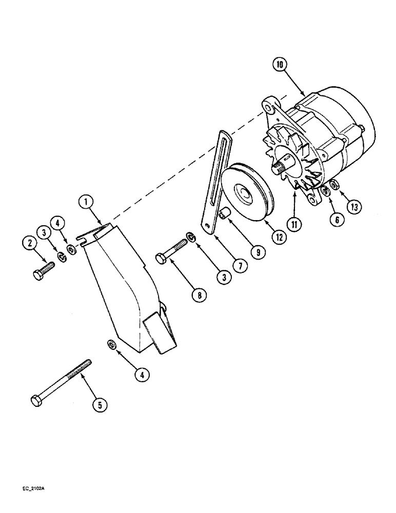 Схема запчастей Case IH 4240 - (4-50) - ALTERNATOR MOUNTING AND SHIELD (04) - ELECTRICAL SYSTEMS