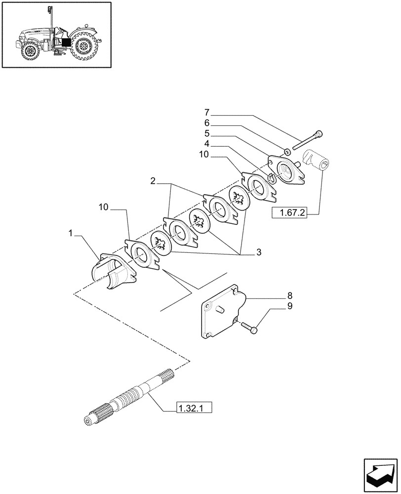 Схема запчастей Case IH JX1075N - (1.65.5) - PARKING BRAKE (05) - REAR AXLE