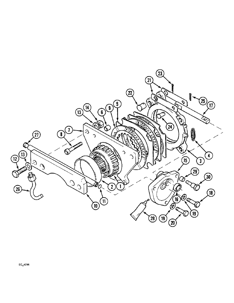 Схема запчастей Case IH 4230 - (7-22) - PARK LOCK, TWO WHEEL DRIVE TRACTOR (07) - BRAKES