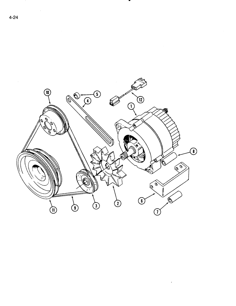 Схема запчастей Case IH 5000 - (4-24) - ALTERNATOR MOUNTING, 5000 WINDROWER (04) - ELECTRICAL SYSTEMS