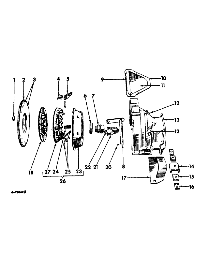 Схема запчастей Case IH 414 - (330) - FLYWHEEL, FLYWHEEL HOUSING AND CLUTCH, 414, CH1120G THROUGH CH1568G, 420, CH2060 THROUGH CH2820G (10) - ENGINE