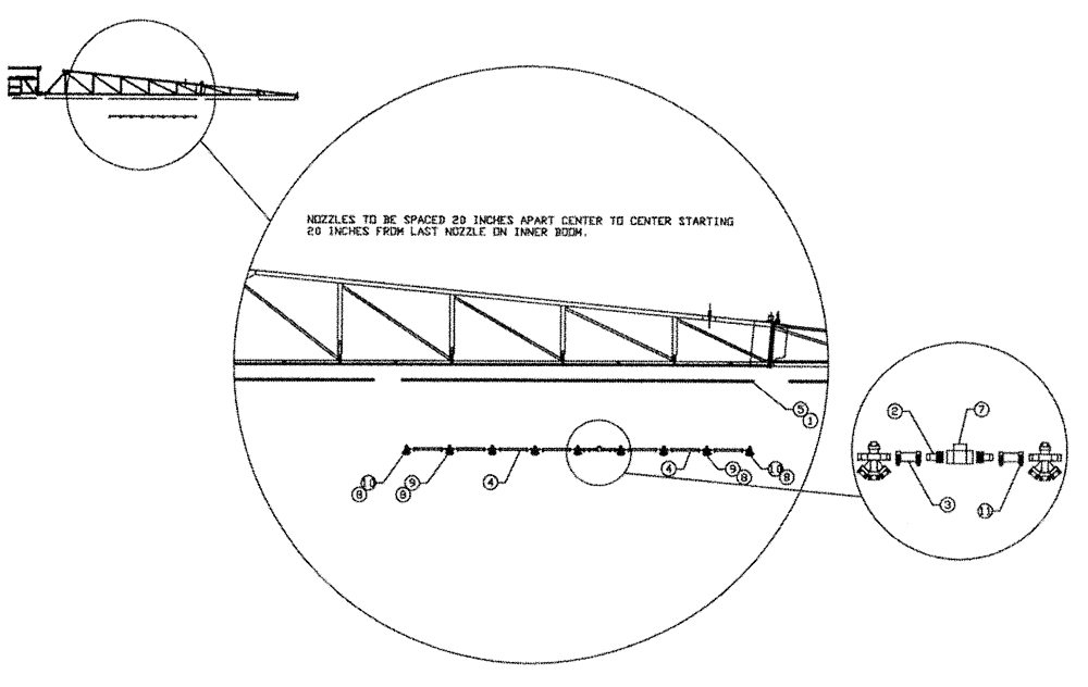 Схема запчастей Case IH PATRIOT XL - (08-005) - BOOM NOZZLE SPACING - MID BOOM (90) (09) - BOOMS