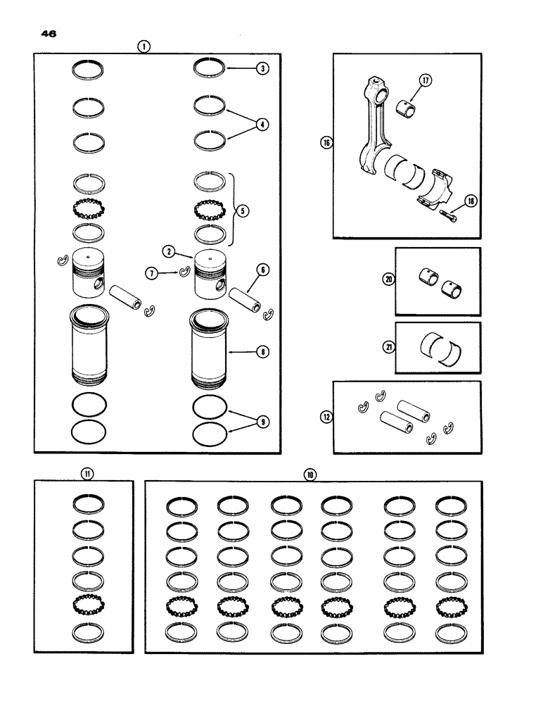 Схема запчастей Case IH 970 - (046) - PISTON ASSEMBLY AND CONNECTING RODS, (377B) SPARK IGNITION ENGINE (02) - ENGINE