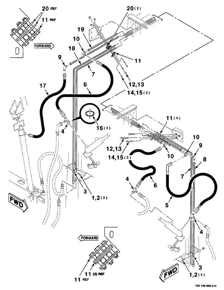 Схема запчастей Case IH 8455T - (8-22) - HYDRAULIC ASSEMBLY, CROSS LINES (07) - HYDRAULICS