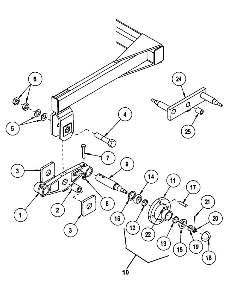 Схема запчастей Case IH CONCORD - (B38) - WALK BEAM AND HUB ASSEMBLY, 10 INCH ATDS 