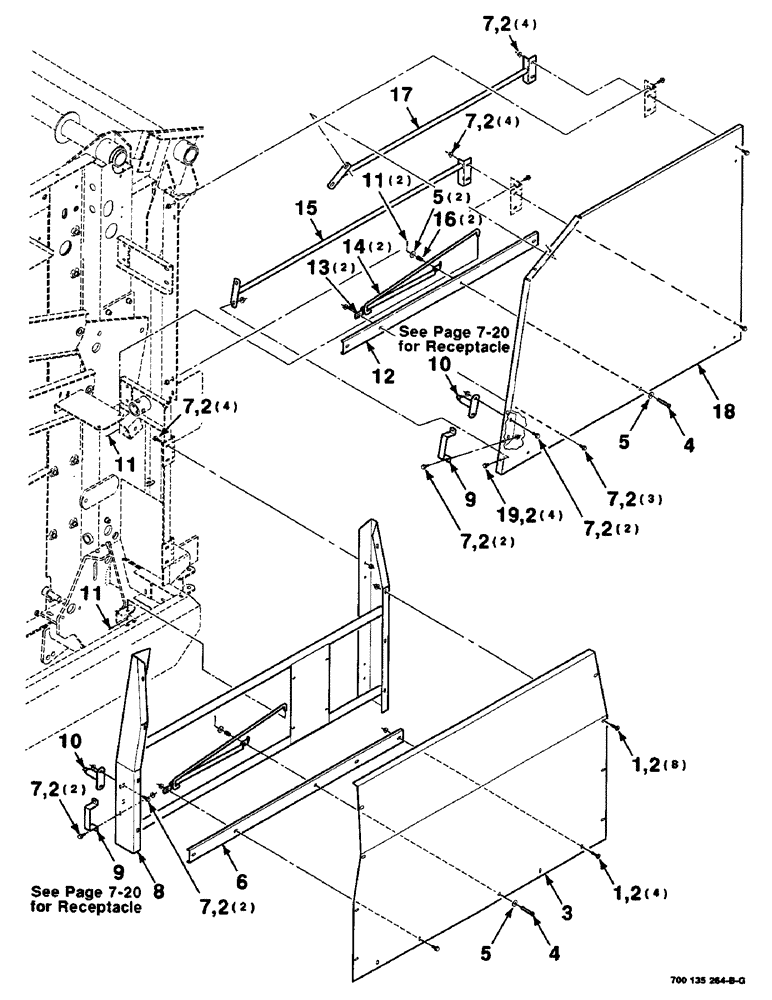 Схема запчастей Case IH 8435 - (7-28) - SHIELD, LATCH AND SUPPORT ASSEMBLIES, LEFT, SERIAL NUMBER CFH0124401 AND LATER (12) - MAIN FRAME