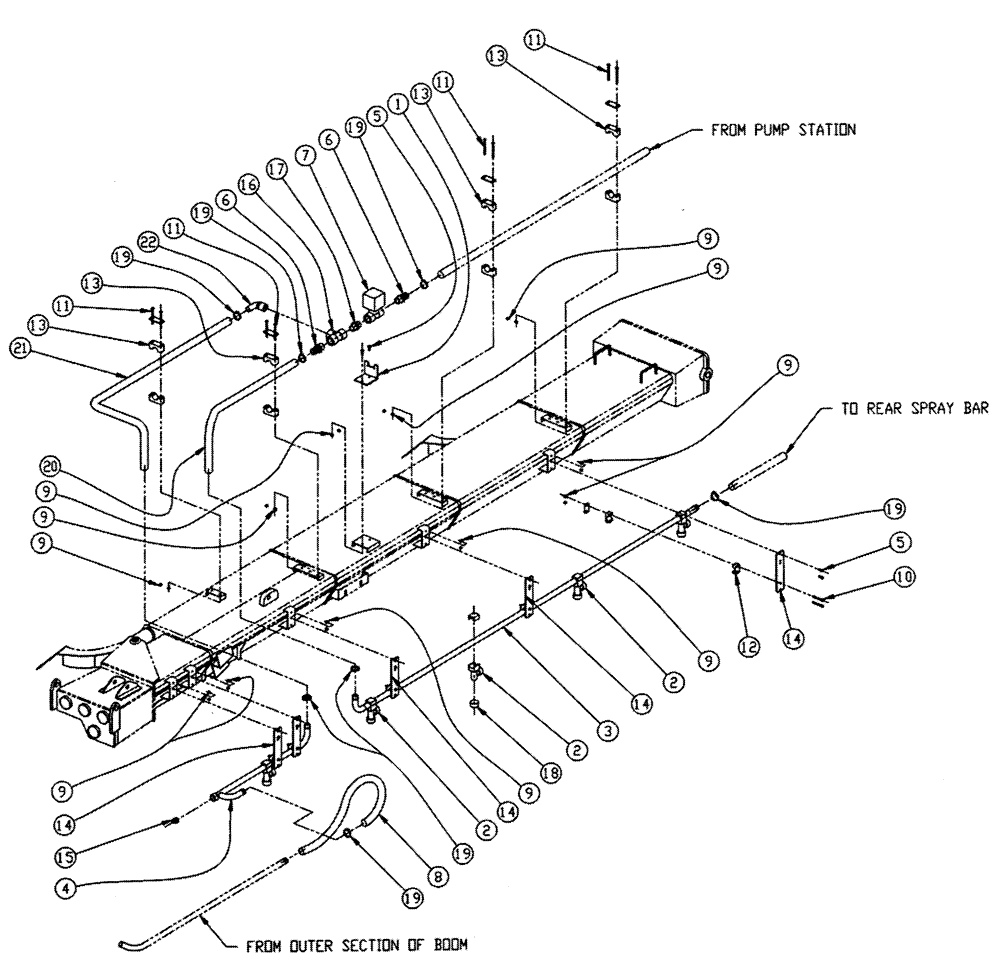 Схема запчастей Case IH FLEX-AIR - (12-013) - BOOM PLUMBING, 2.5, RH, INNER Wet Kit