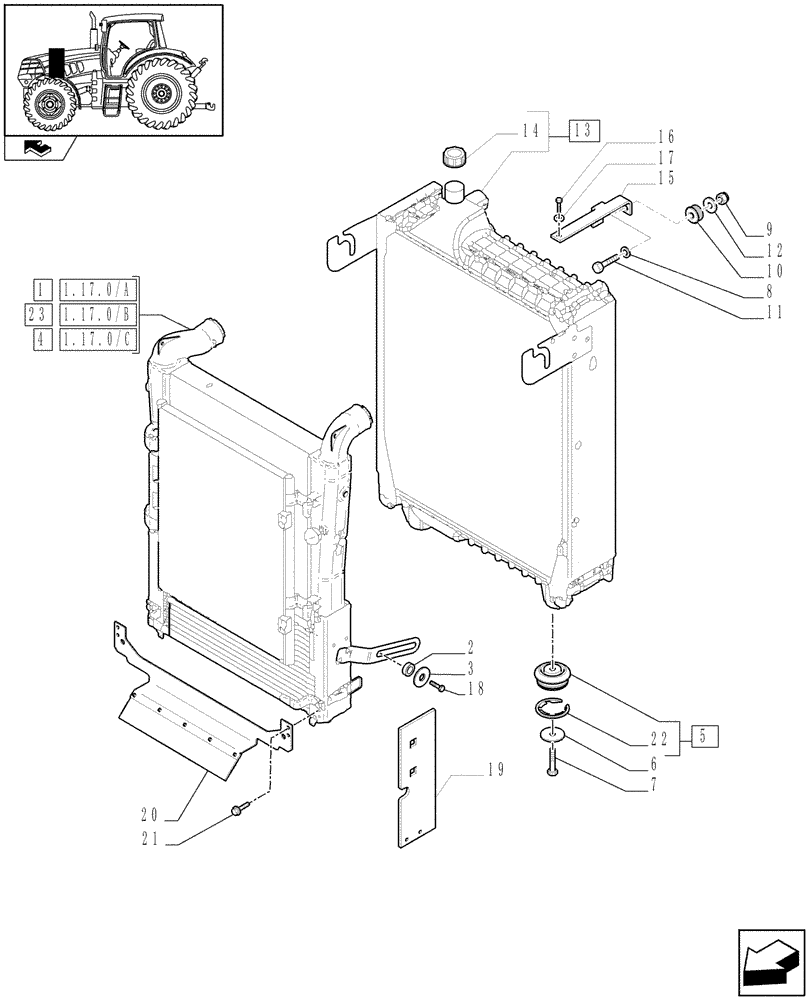 Схема запчастей Case IH PUMA 180 - (1.17.0) - RADIATOR & RELATED PARTS (02) - ENGINE EQUIPMENT