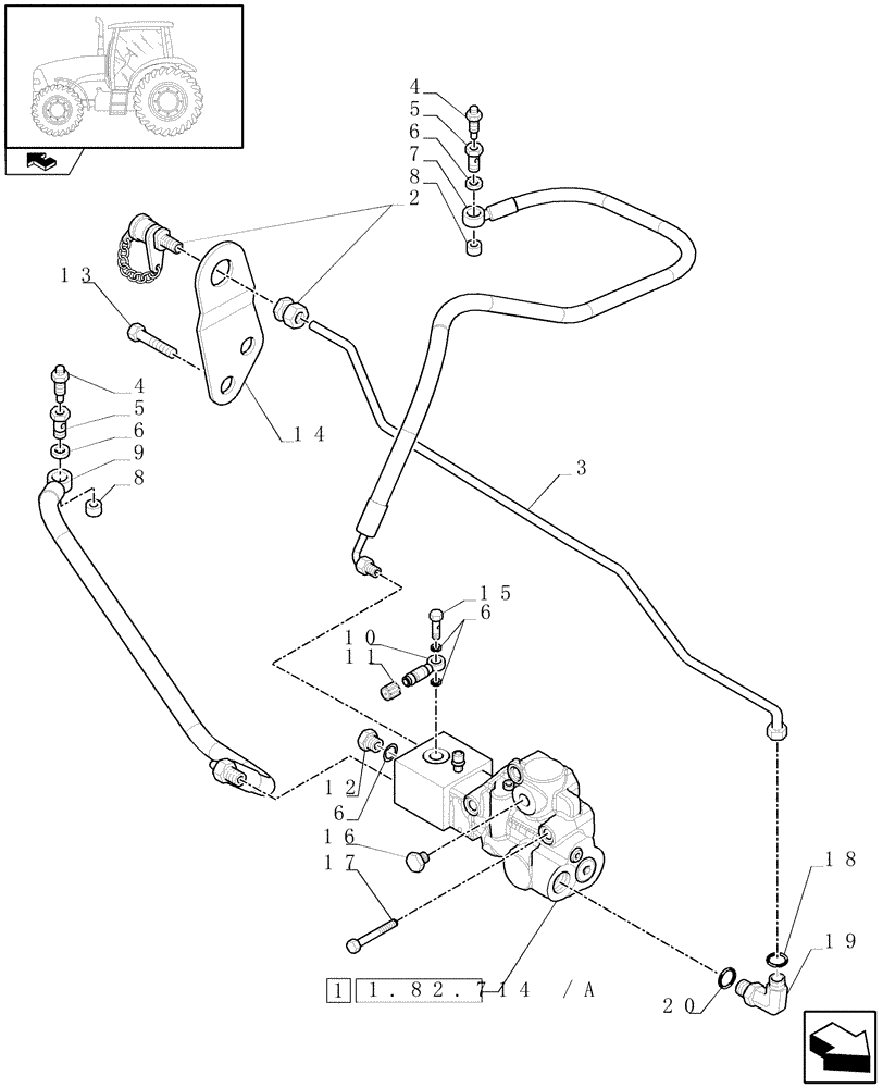 Схема запчастей Case IH PUMA 165 - (1.82.714) - (VAR.414) HYDRAULIC TRAILER BRAKE (UNIVERSAL) - BRAKING SYSTEM (07) - HYDRAULIC SYSTEM