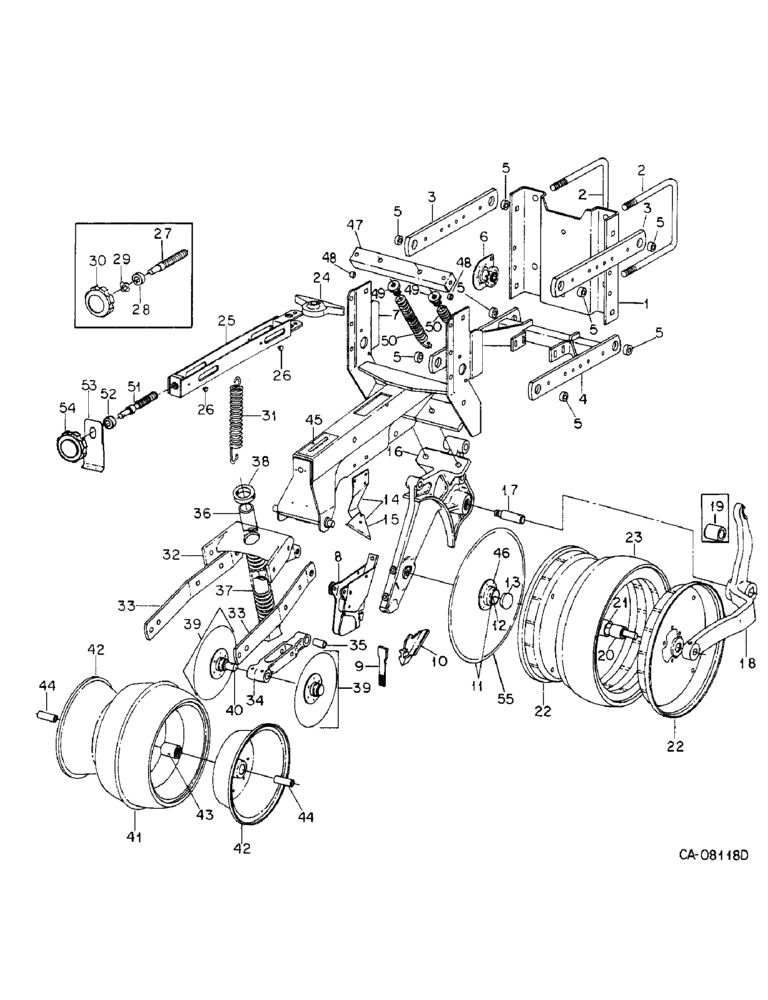 Схема запчастей Case IH 800 - (08-06) - GROUND TOOLS, PLANTER UNIT, BASIC, QUANTITIES PER ROW , UNITS A THROUGH AB (09) - CHASSIS/ATTACHMENTS