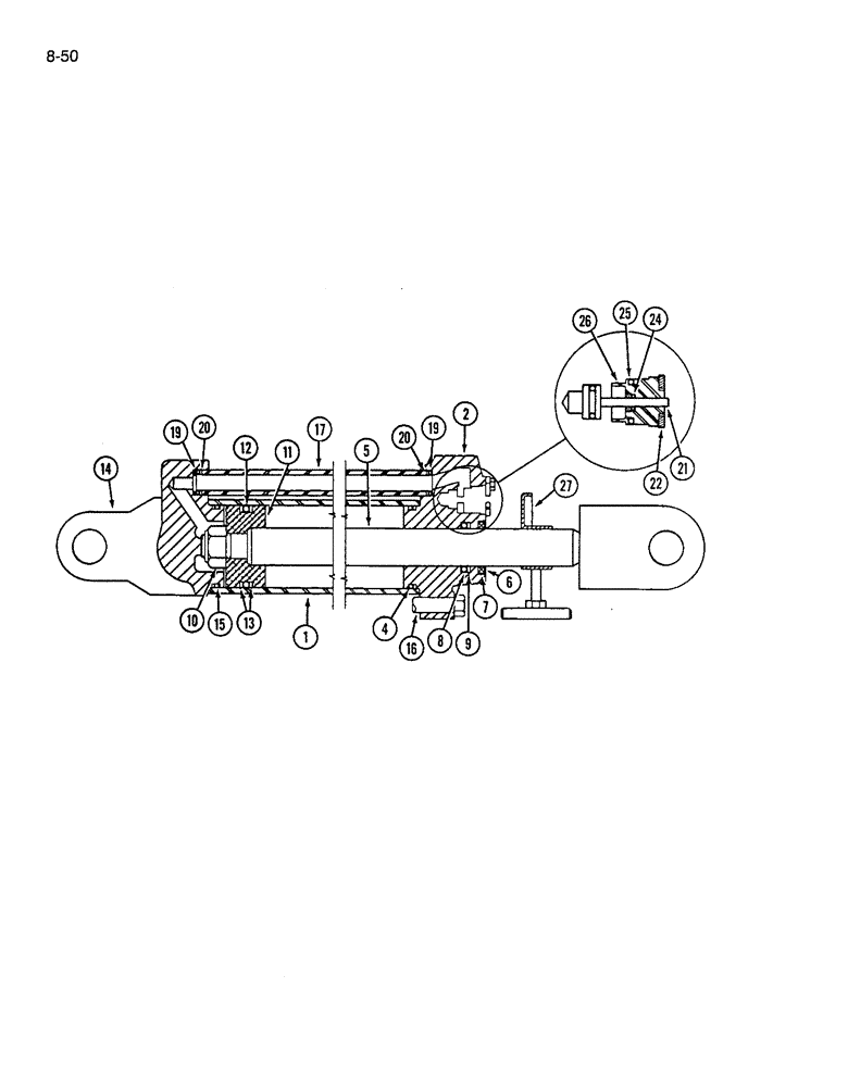 Схема запчастей Case IH 7200 - (8-50) - HYDRAULIC CYLINDER - WITH DUAL REAR PORTS, 2-1/2 ID X 8 INCH STROKE - IH (08) - HYDRAULICS