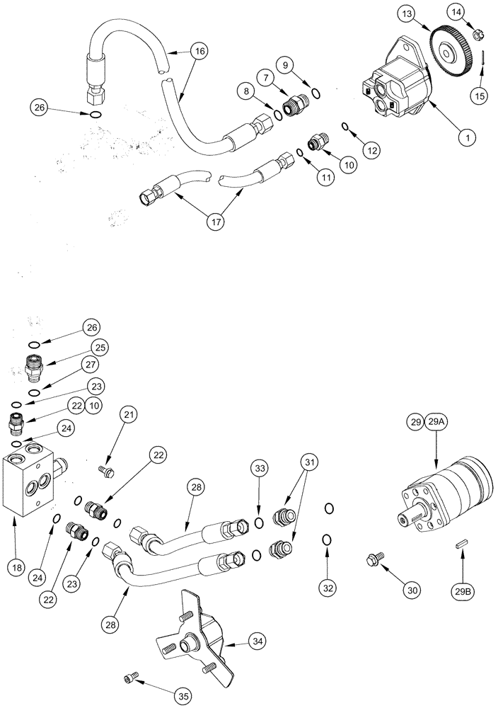 Схема запчастей Case IH 635 - (35.910.08) - ROTARY AIR SCREEN HYDRAULIC SYSTEM (35) - HYDRAULIC SYSTEMS