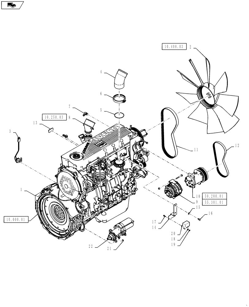 Схема запчастей Case IH 4430 - (10.001.03) - ENGINE ACCESSORIES (10) - ENGINE