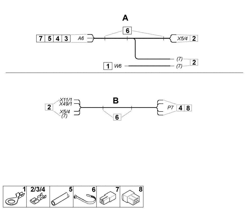 Схема запчастей Case IH C55 - (04-31[01]) - VARIOUS ELECTRIC CABLES (04) - ELECTRICAL SYSTEMS