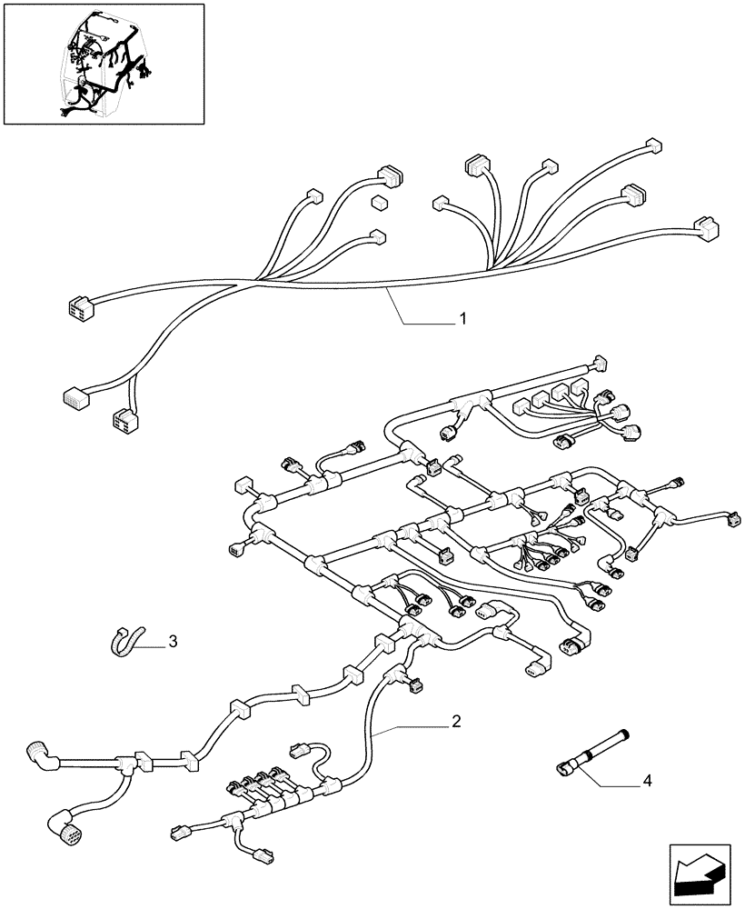 Схема запчастей Case IH MXU100 - (1.91.4/05) - (VAR. 015-361-363-375-376-377-378) ELECTRONIC CONTROL VALVES - ELECTRIC CABLES (10) - OPERATORS PLATFORM/CAB