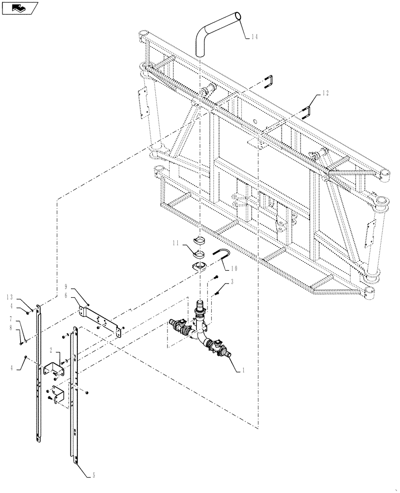 Схема запчастей Case IH 4420 - (09-029) - MANIFOLD SUPPORT GROUP, 5-6 SECTION Liquid Plumbing