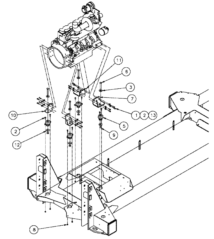 Схема запчастей Case IH SPX4260 - (03-031) - ENGINE MOUNTING GROUP (01) - ENGINE