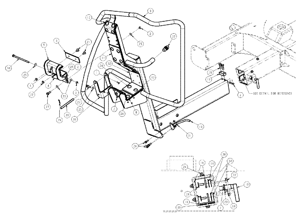 Схема запчастей Case IH SPX4260 - (04-039) - HANDRAIL GROUP, LH FRONT Suspension & Frame