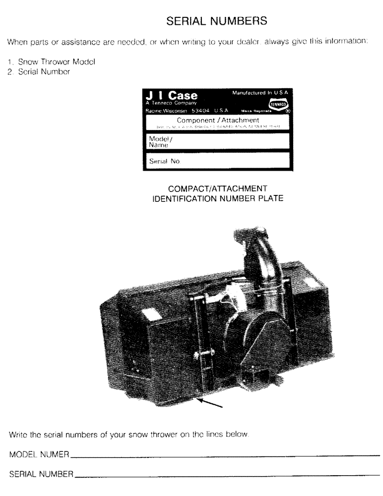Схема запчастей Case IH C100 - (02) - SERIAL NUMBERS 