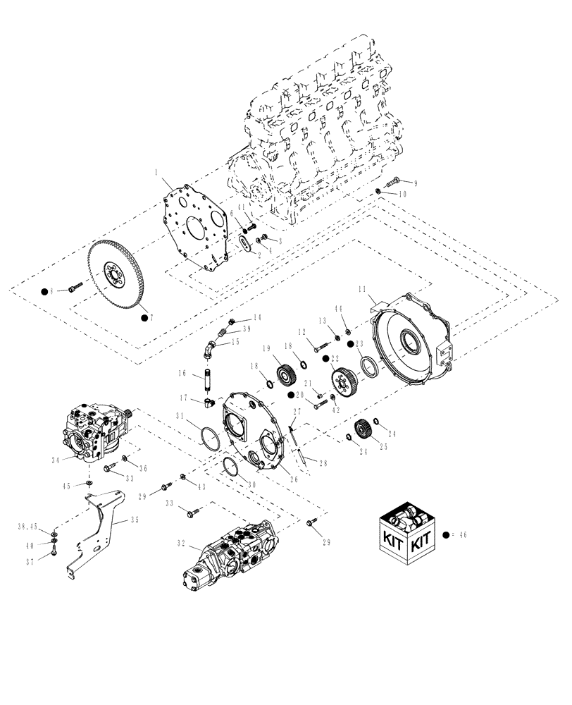 Схема запчастей Case IH WDX1701 - (053) - FLYWHEEL & GEARBOX (14) - MAIN GEARBOX & DRIVE