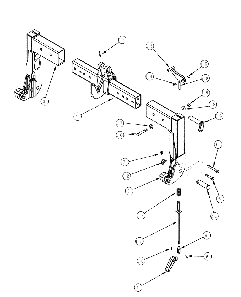 Схема запчастей Case IH MX220 - (09-60) - QUICK HITCH COUPLER CONVERTIBLE, N.A. ONLY, CATEGORY III / III-N (09) - CHASSIS/ATTACHMENTS