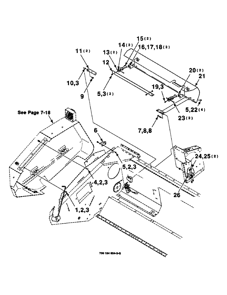 Схема запчастей Case IH 625 - (7-14) - SHIELD ASSEMBLY, RIGHT, 18 FOOT (58) - ATTACHMENTS/HEADERS