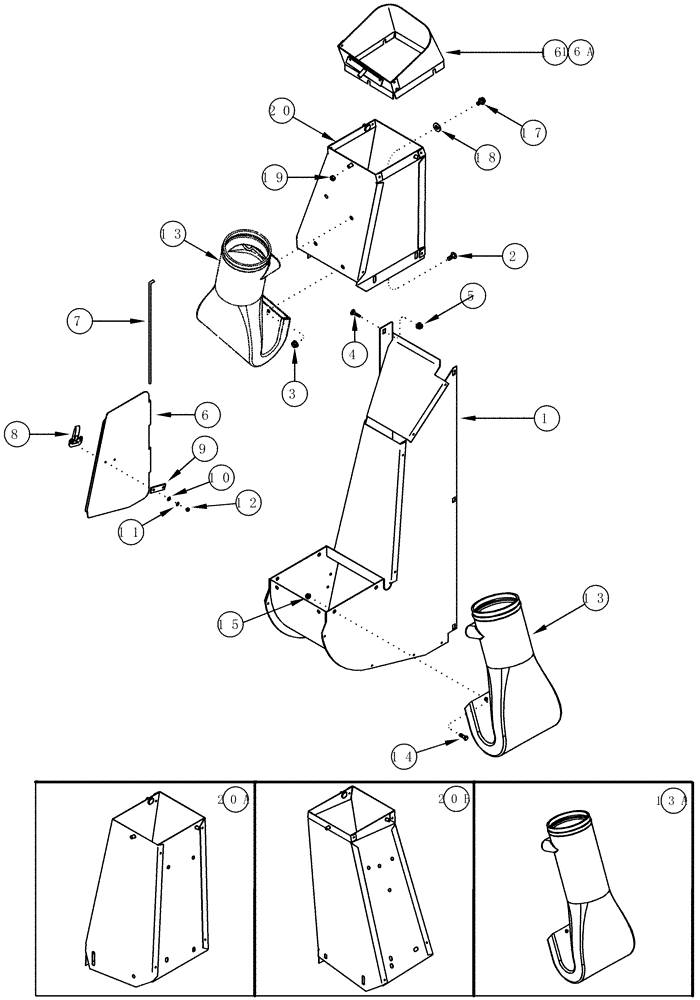 Схема запчастей Case IH CPX610 - (09C-02) - DRUM OUTLETS REAR (15) - HANDLING SYSTEM