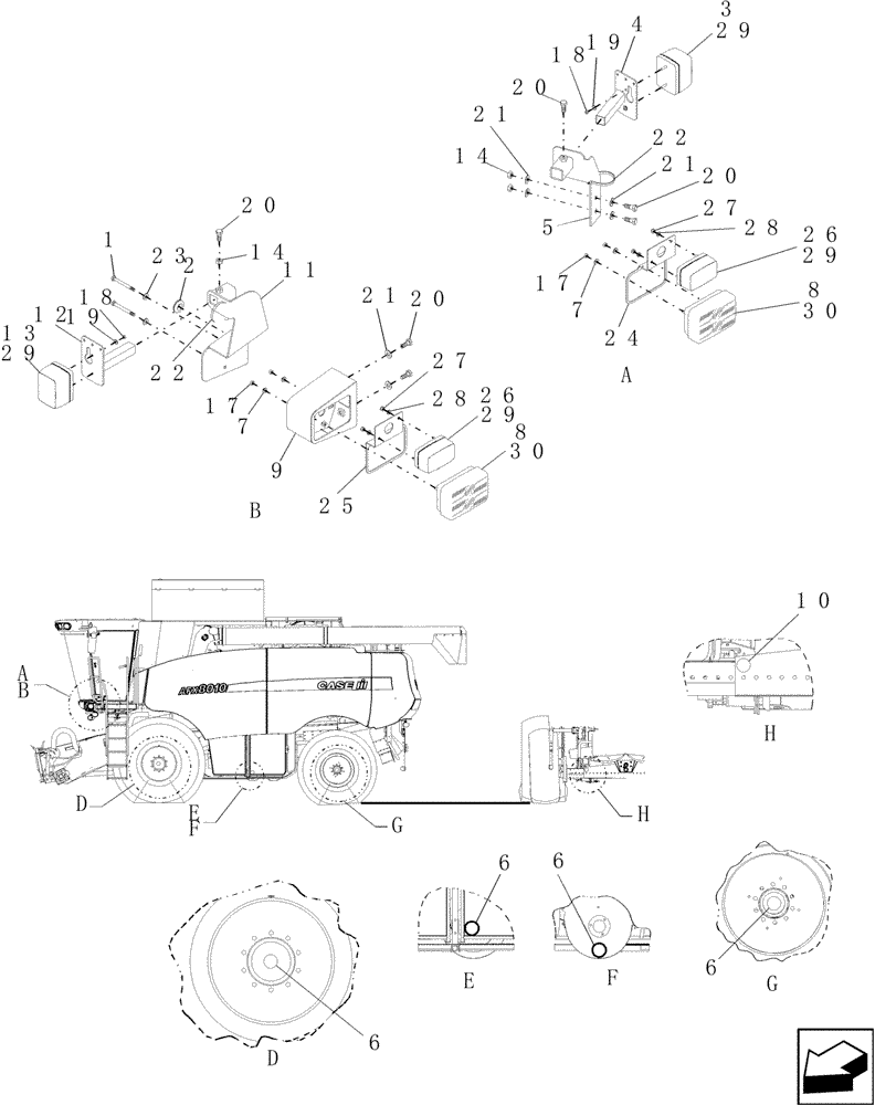 Схема запчастей Case IH 8010 - (55.404.08) - LIGHTS, FRONT PLATFORM - STANDARD - EU ONLY (55) - ELECTRICAL SYSTEMS