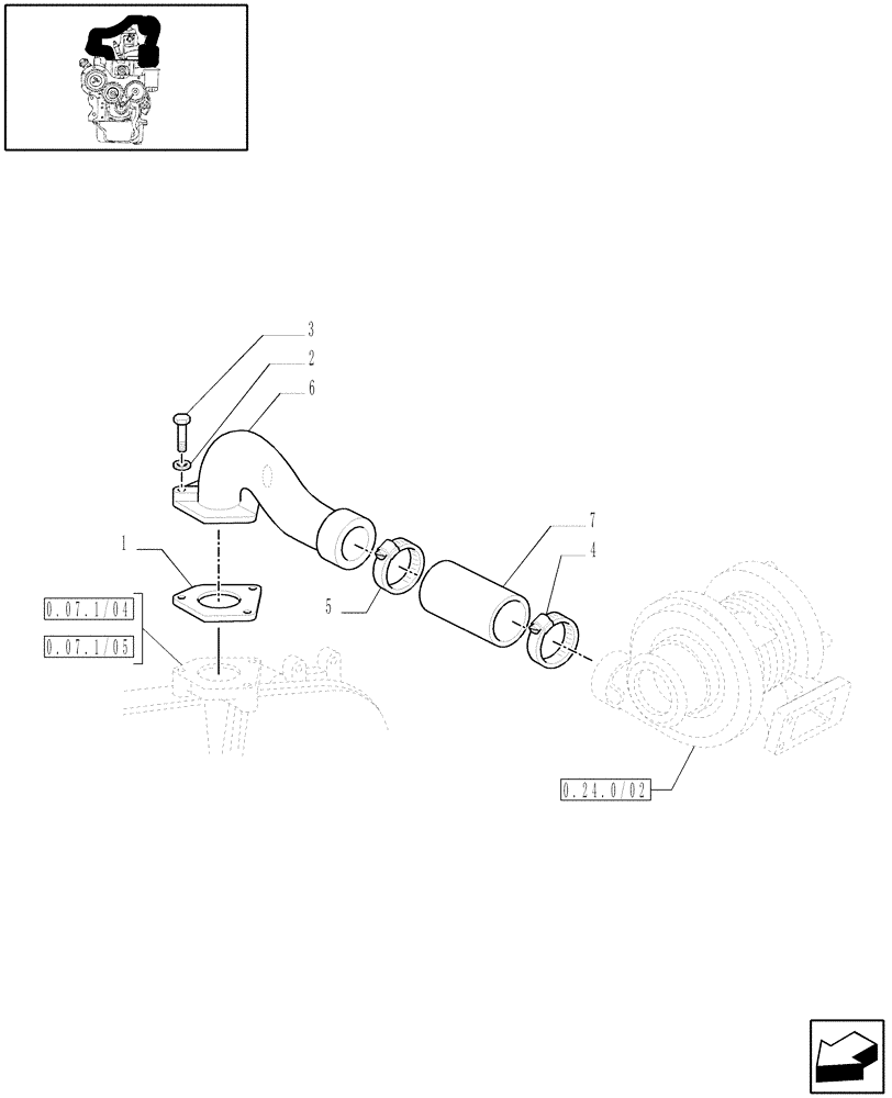 Схема запчастей Case IH JX90 - (0.24.2) - (VAR.319-747) TTF ENGINE TIER2 -TURBOCHARGING LINES (01) - ENGINE