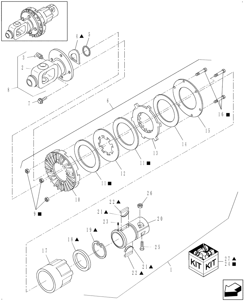 Схема запчастей Case IH TD102 - (01.06[02]) - CLUTCH, SECONDARY PTO, CV YOKE REAR HALF (OPTIONAL) (58) - ATTACHMENTS/HEADERS