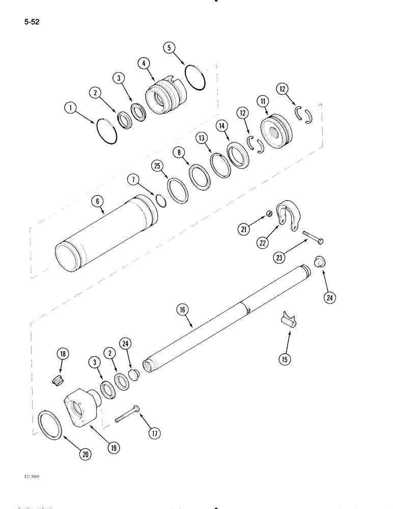 Схема запчастей Case IH 595 - (5-52) - MECHANICAL FRONT DRIVE ZF, STEERING CYLINDER (05) - STEERING