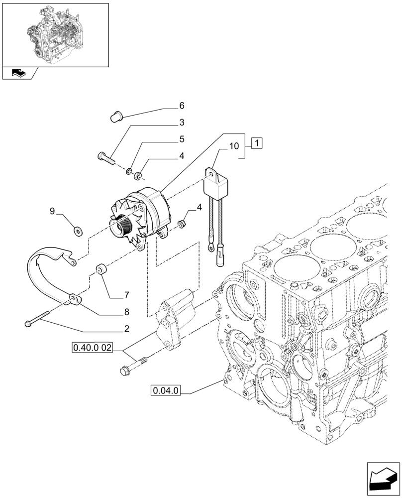 Схема запчастей Case IH FARMALL 75N - (0.40.0[01]) - ENGINE ALTERNATOR (01) - ENGINE