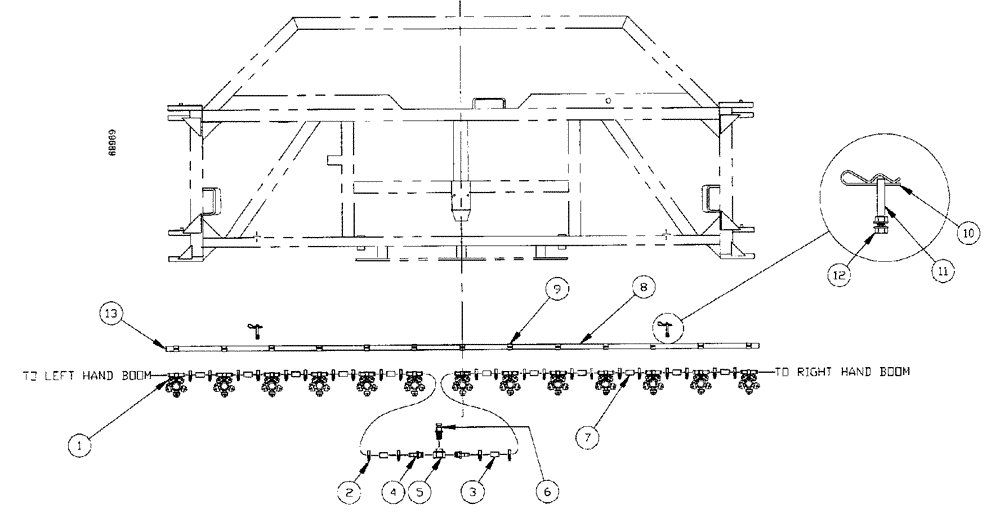 Схема запчастей Case IH SPX3185 - (229) - LIQUID PLUMBING, 75 5-BOOM SHUTOFF 10" NOZZLE SPACING, CENTER BOOM (78) - SPRAYING