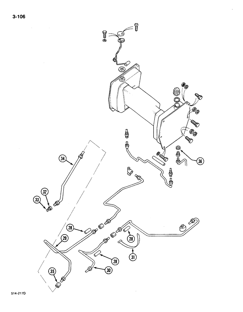 Схема запчастей Case IH 585 - (3-106) - FUEL TANK AND PIPING, WITHOUT CAB CONTD (03) - FUEL SYSTEM