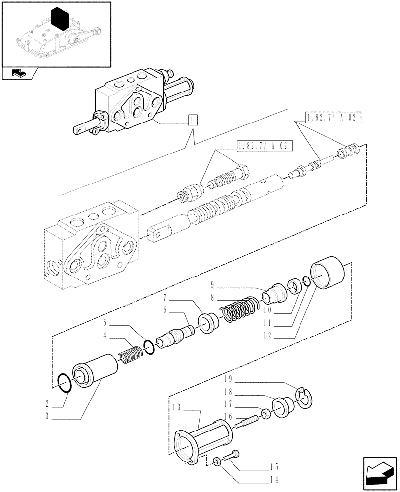 Схема запчастей Case IH FARMALL 95N - (1.82.7/ A[03]) - DOUBLE - ACTING EXTERNAL CONTROL VALVE WITH FLOAT AND AUTOMATIC CUTOUT - BREAKDOWN (07) - HYDRAULIC SYSTEM