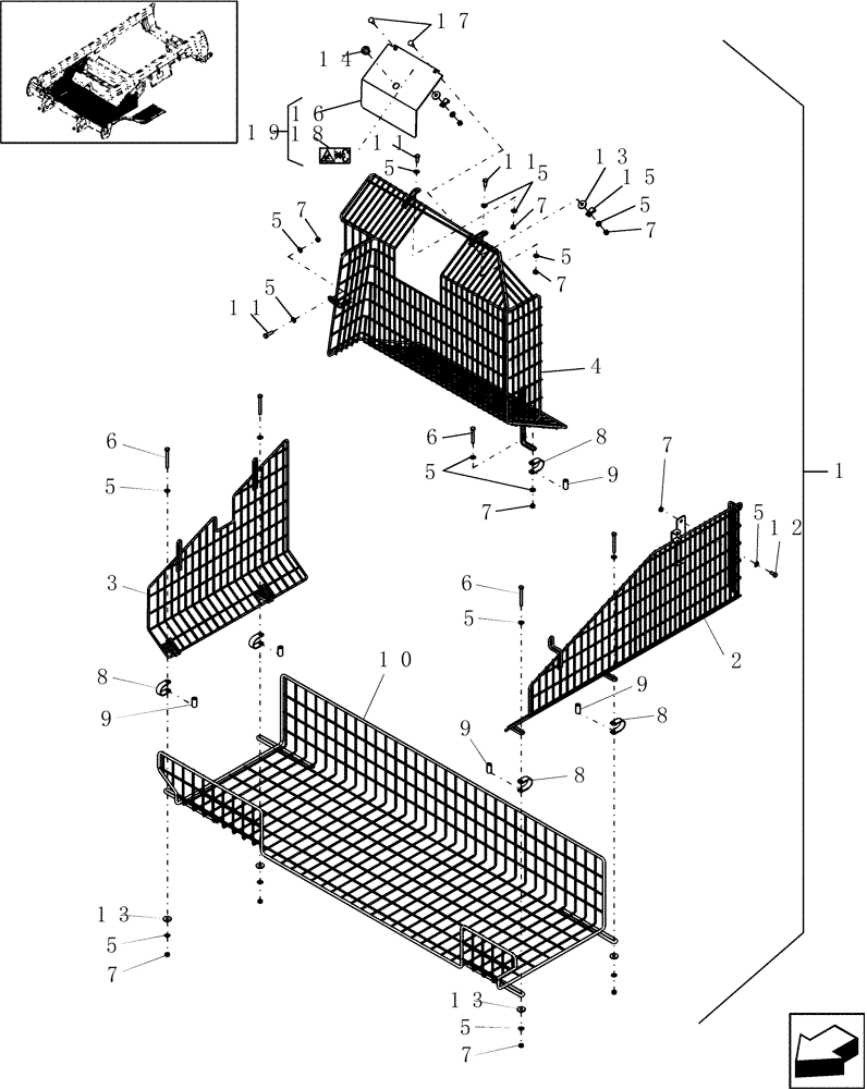 Схема запчастей Case IH 9010 - (90.115.10[02]) - KIT, FAN SHIELD - 8010/9010 (90) - PLATFORM, CAB, BODYWORK AND DECALS