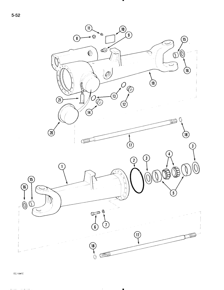 Схема запчастей Case IH 695 - (5-52) - MECHANICAL FRONT DRIVE ZF, FRONT AXLE HOUSINGS AND SHAFTS (05) - STEERING