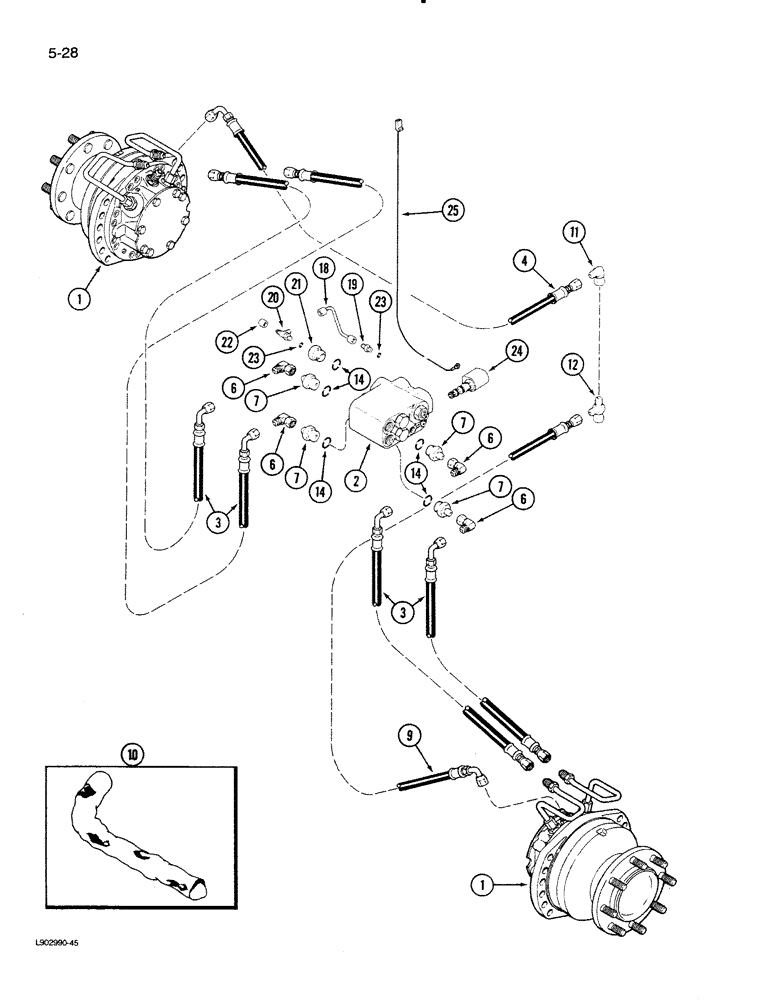 Схема запчастей Case IH 1620 - (5-28) - AXLE HYDRAULIC MOTOR SYSTEM, POWER GUIDE AXLE (04) - STEERING