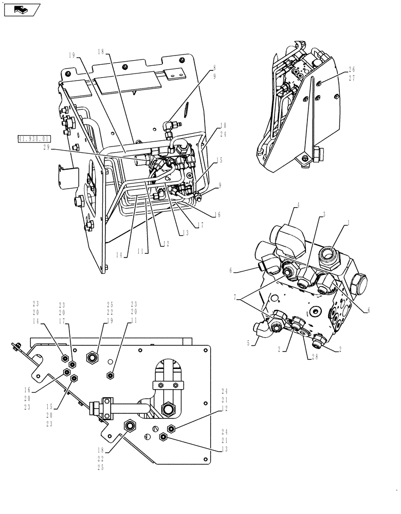 Схема запчастей Case IH QUADTRAC 500 - (41.920.04) - NON-AUTOGUIDANCE - VALVE, VALVE FITTINGS, & PLUMBING - QUADTRAC (41) - STEERING