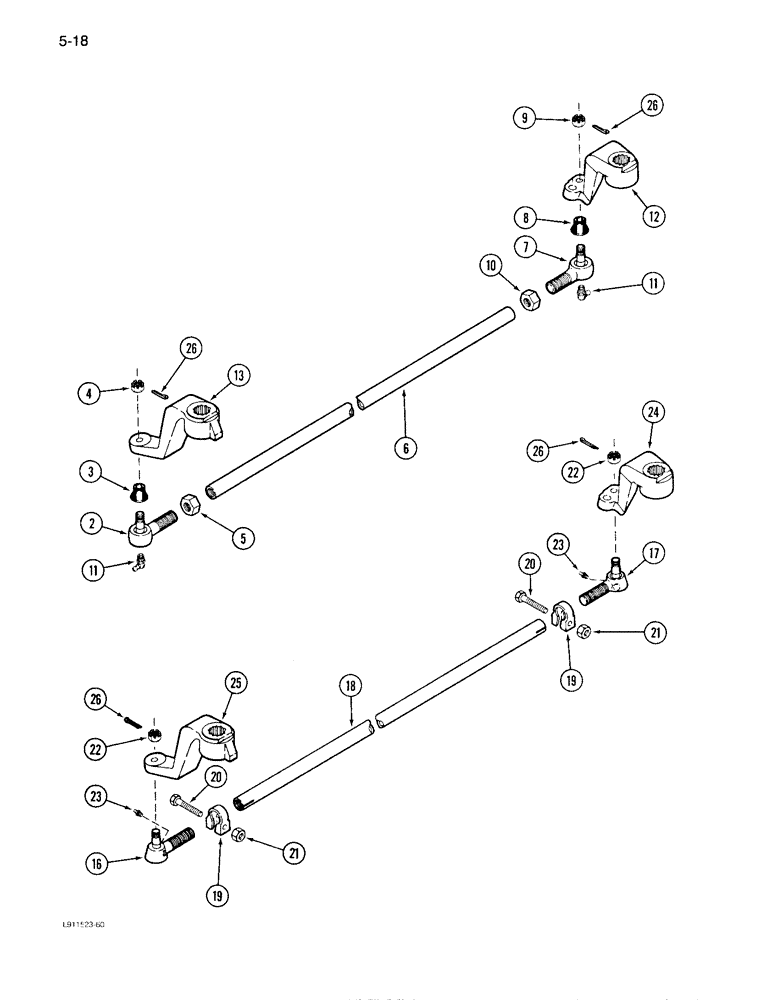 Схема запчастей Case IH 1640 - (5-18) - STEERING TIE RODS, NONADJUSTABLE AXLE (04) - STEERING