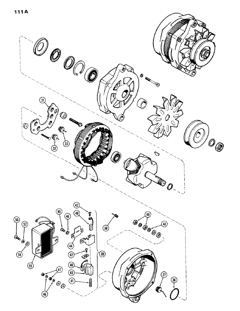 Схема запчастей Case IH 336BDT - (111A) - ALTERNATOR AND REGULATOR, 12 VOLT-55 AMP., C 