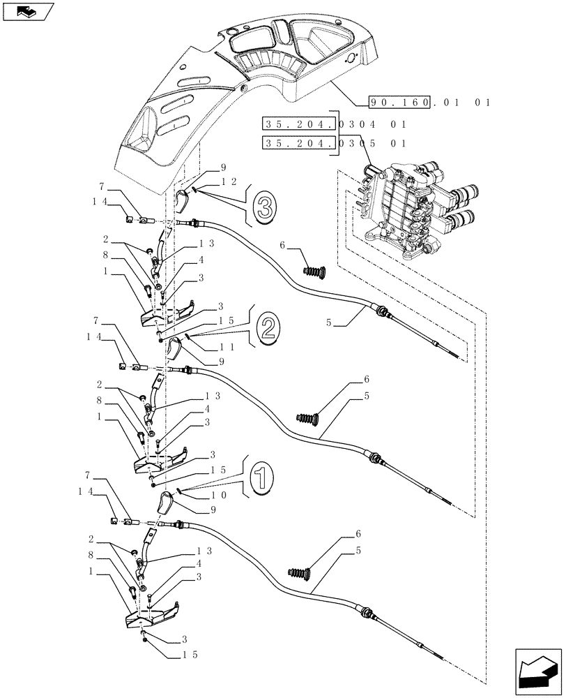 Схема запчастей Case IH FARMALL 65C - (35.204.0102) - 3 REAR CONTROL VALVES WITH 6 COUPLERS - OUTER CONTROL LEVERS - ISO (VAR.334195-336108) (35) - HYDRAULIC SYSTEMS